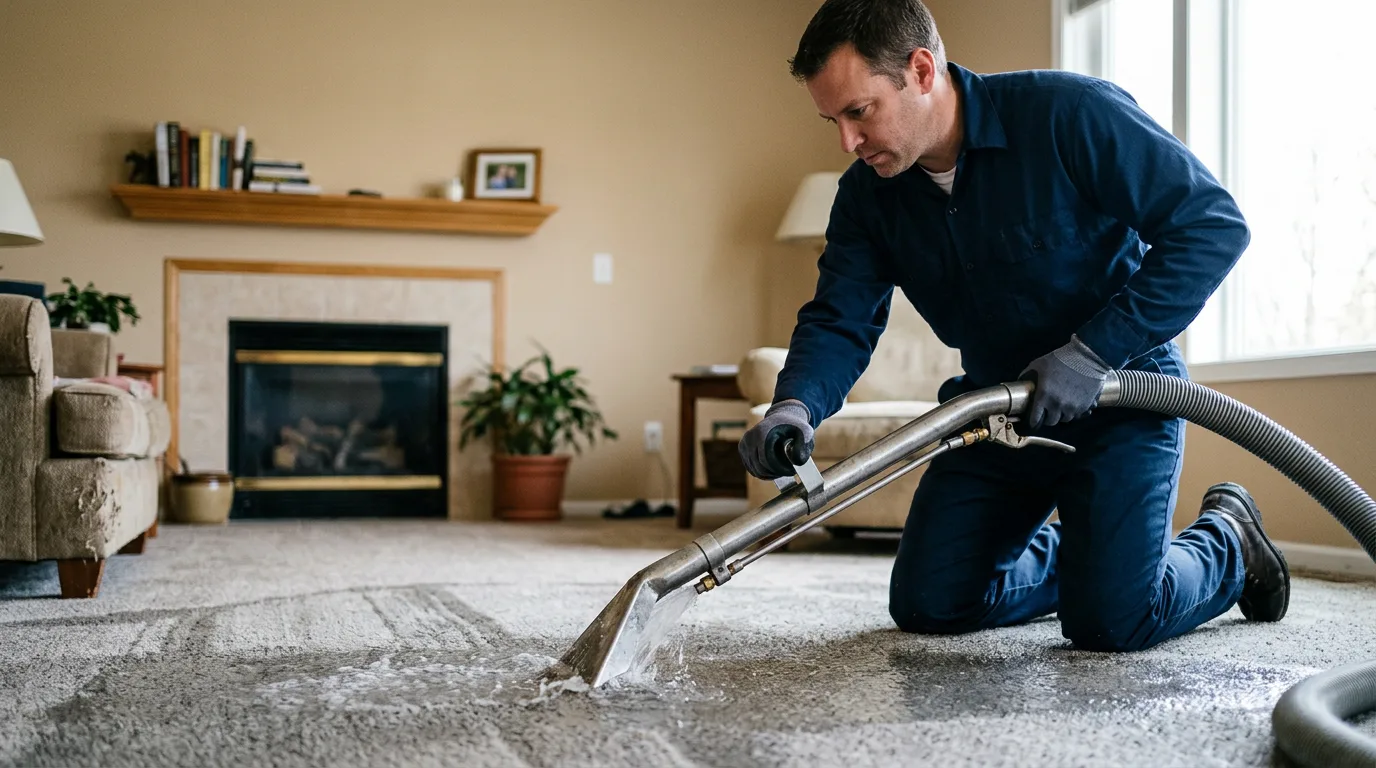 Water damage restoration technician working near Baltimore, OH